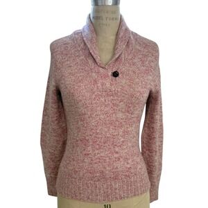 Vintage Sears Roebuck Sweater Womens S Speckled Pink & Cream Shawl Collar Button